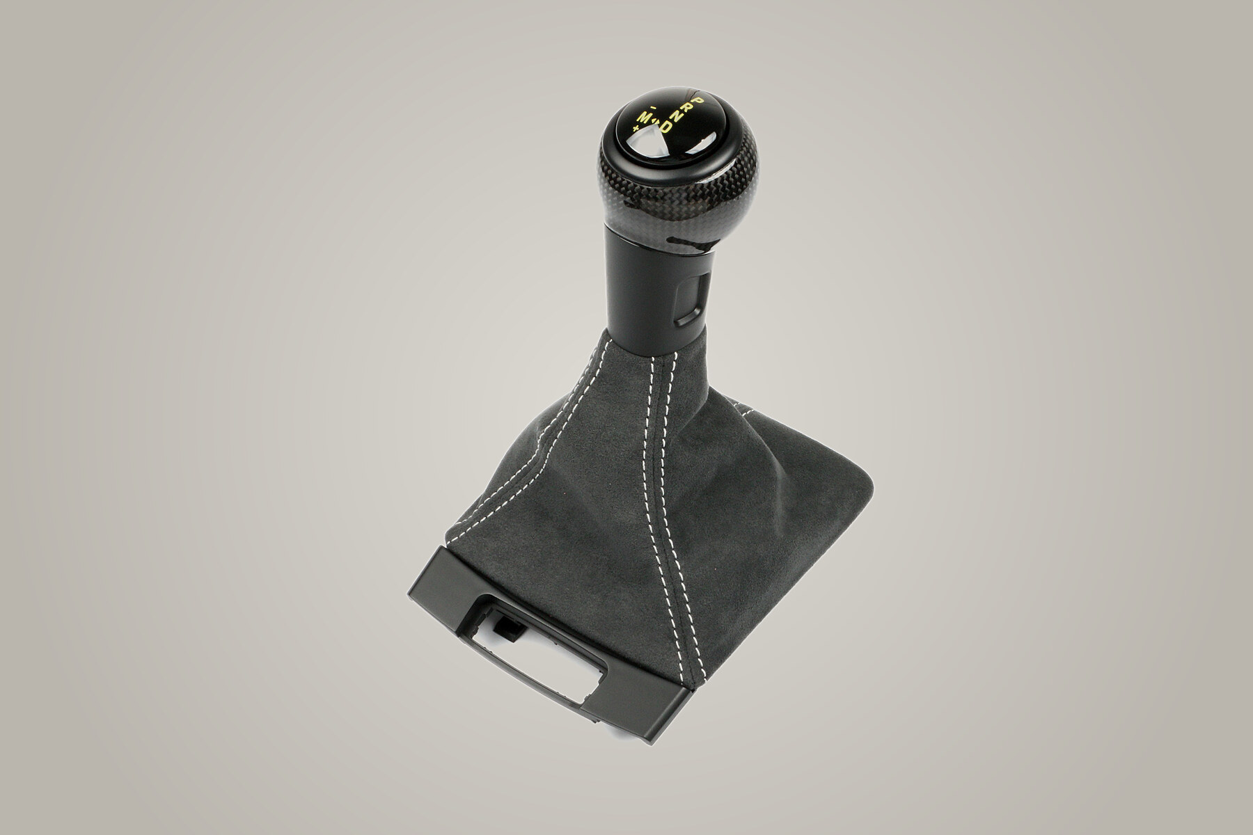Alcantara PDK shifter kit with carbon-fibre lever, three-quarter view